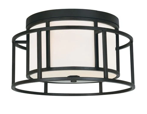 Crystorama Lighting Group 9590 Hulton 2 Light 15"W Flush Mount - Black - Picture 1 of 12