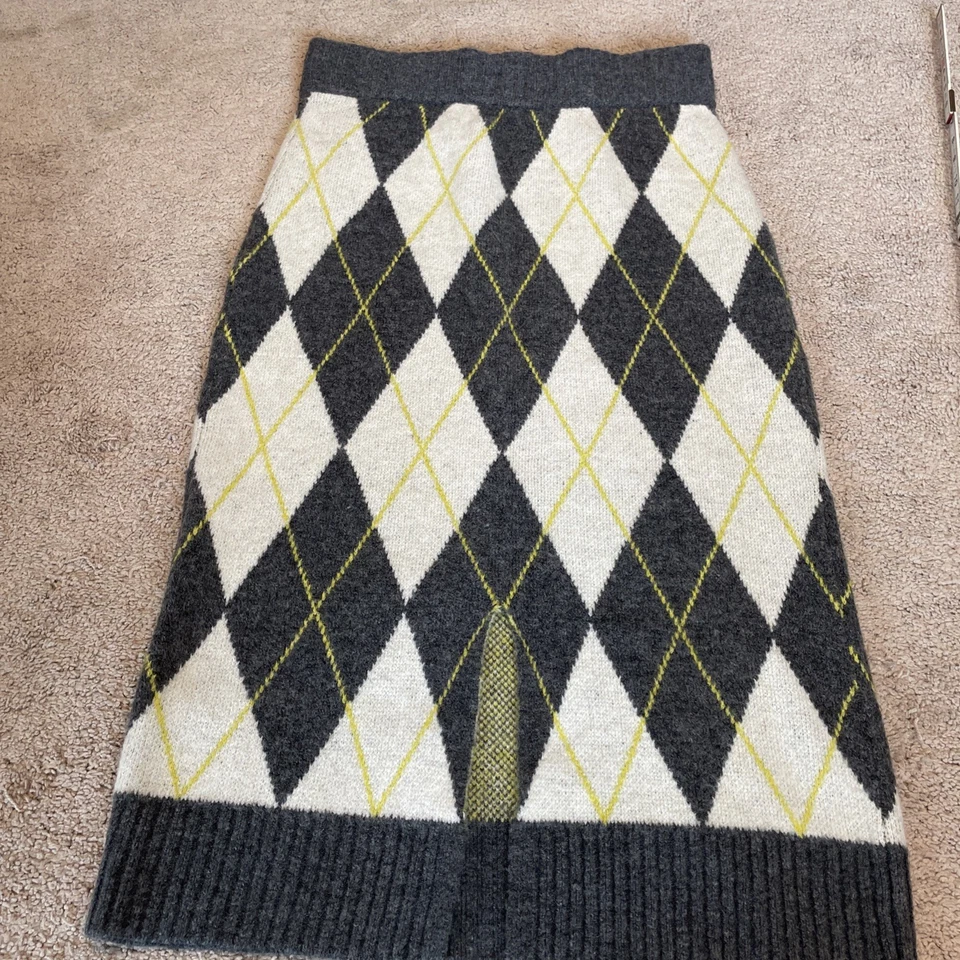 PRINGLE of Scotland x H&M Women's Argyle Midi Skirt Size L Gray Knit Preppy - Image 3 of 4