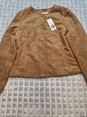 Marks & Spencer Suede Jacket Womens UK 12 Brown New RRP £46.00 New With Tags