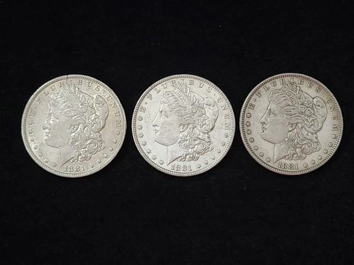 Group of 3 1881-O Morgan Silver Dollars XF-AU #1 NICE!