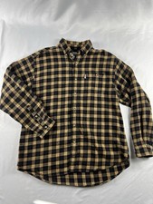 Vintage 90s Carhartt Men's Relaxed Fit Flannel Shirt Size XL, Tan/Black Plaid
