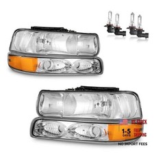 Headlights Assembly W/Bulbs OE Replacement Chrome  With High  Low Beam Bulbs