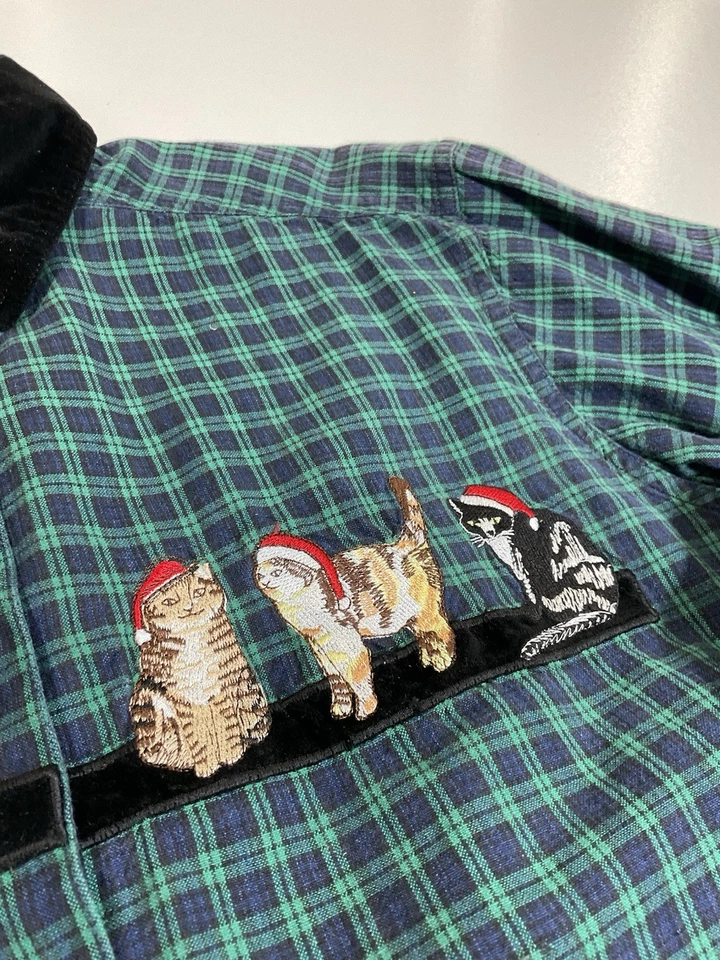 Sombreros de Papá Noel vintage abotonados talla M/L a cuadros Navidad novedad lindos años 90 Foto 2 de 4