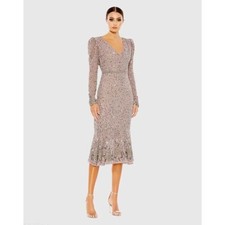 NWT Mac Duggal Sequin Dress with Beaded Hemline and Belt - size 10
