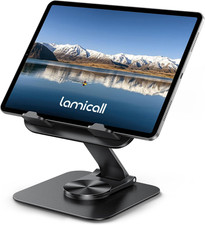Adjustable Ipad Stand for Desk - Ultra-Slim Foldable 360 Rotation Tablet Hold