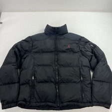 Vintage Polo Ralph Lauren Black Down Puffer Jacket Size Large Red Pony Logo