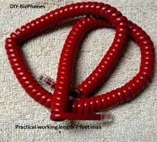 Cherry Red 12Ft AT T Vintage Phone Handset Cord Trimline Princess 2500 Curly