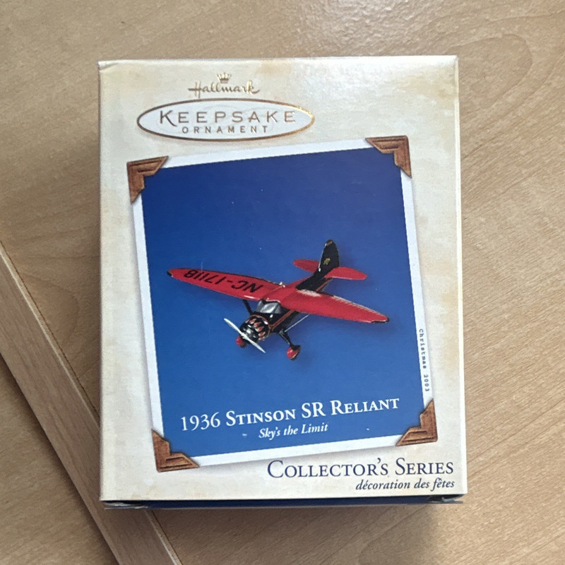 Hallmark Keepsake 1936 Stinson SR Reliant Airplane Ornament 2003 Collector's