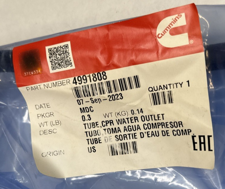 Cummins 4991808 CPR Water Outlet Tube Made In USA Genuine OEM | eBay
