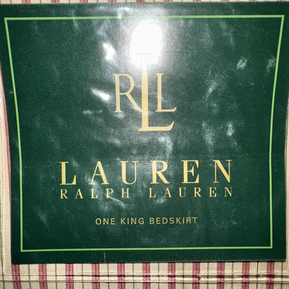 Vintage Ralph Lauren Grosvenor Square King Bedskirt Deep Red Tan EHTF RETRIED - Image 4 of 4