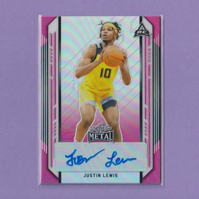 2021-22 Leaf Metal Pink Rainbow AUTO #BA-JL1 Justin Lewis RC SN /25 (B)