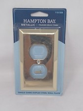 1 Hampton Bay Metallic 1 Gang Duplex Outlet Steel Wall Plate Polished Brass