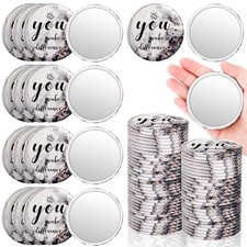 48 PCS 2.76 Inch Inspirational Mini Compact Makeup Pocket Mirror White