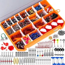 	PLUSINNO Fishing Accessories Kit 263pcs Fishing Tackle Kit with Tackle Box	