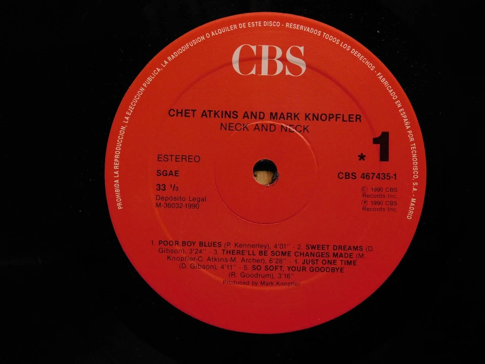Mark Knopfler Chet Atkins Folk Spain LP Neck And Neck on CBS - Image 3 of 4