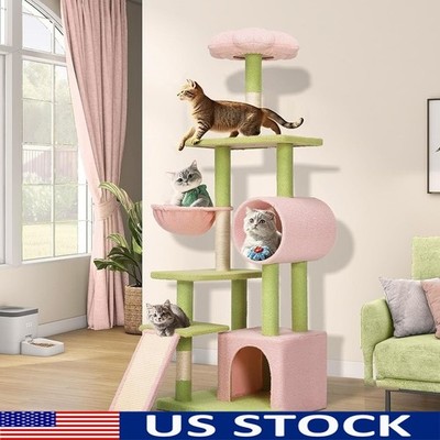 Enchanting Cat Tree Tower W/ Flower Perch & Scratching Posts Playful Cats New