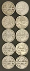 Walking Liberty 50c Half Dollar 90% Silver Coin Lot of 10