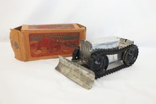 Vtg 1950s Marx Tin Wind Up Climbing Tractor Silver Box Treads Works - No Driver
