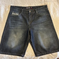 Y2K Ecko Unltd Denim Dark Wash Shorts Size 36 Relaxed Fit JNCO Style Hip Hop
