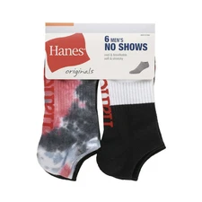 Hanes Originals Men's No Show Socks 6 Pair Men's Shoe Size  6-12