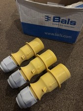 Job Lot of 3x Bals 16A 110V 2P+E Industrial Plug Connectors Yellow IP44 - NEW