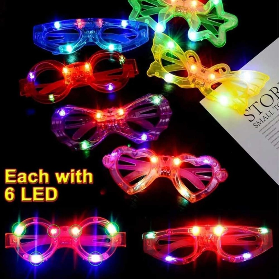 6X Random LED Light Up Sunglasses Glow in The Dark Party Supplies LED ...