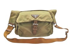 Authentic PRADA Nylon Leather Shoulder Cross Body Bag Green AA940