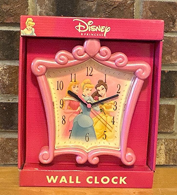 Disney Princess Aurora Cinderella Belle  Frame Wall Clock Pink  NIB