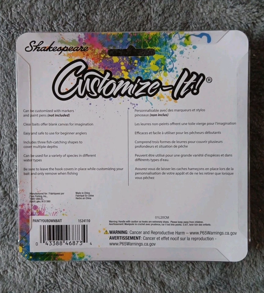 Shakespeare ¡Personalizarlo! Señuelos de pesca pinta tu propio cebo, paquete de 3 Foto 2 de 2