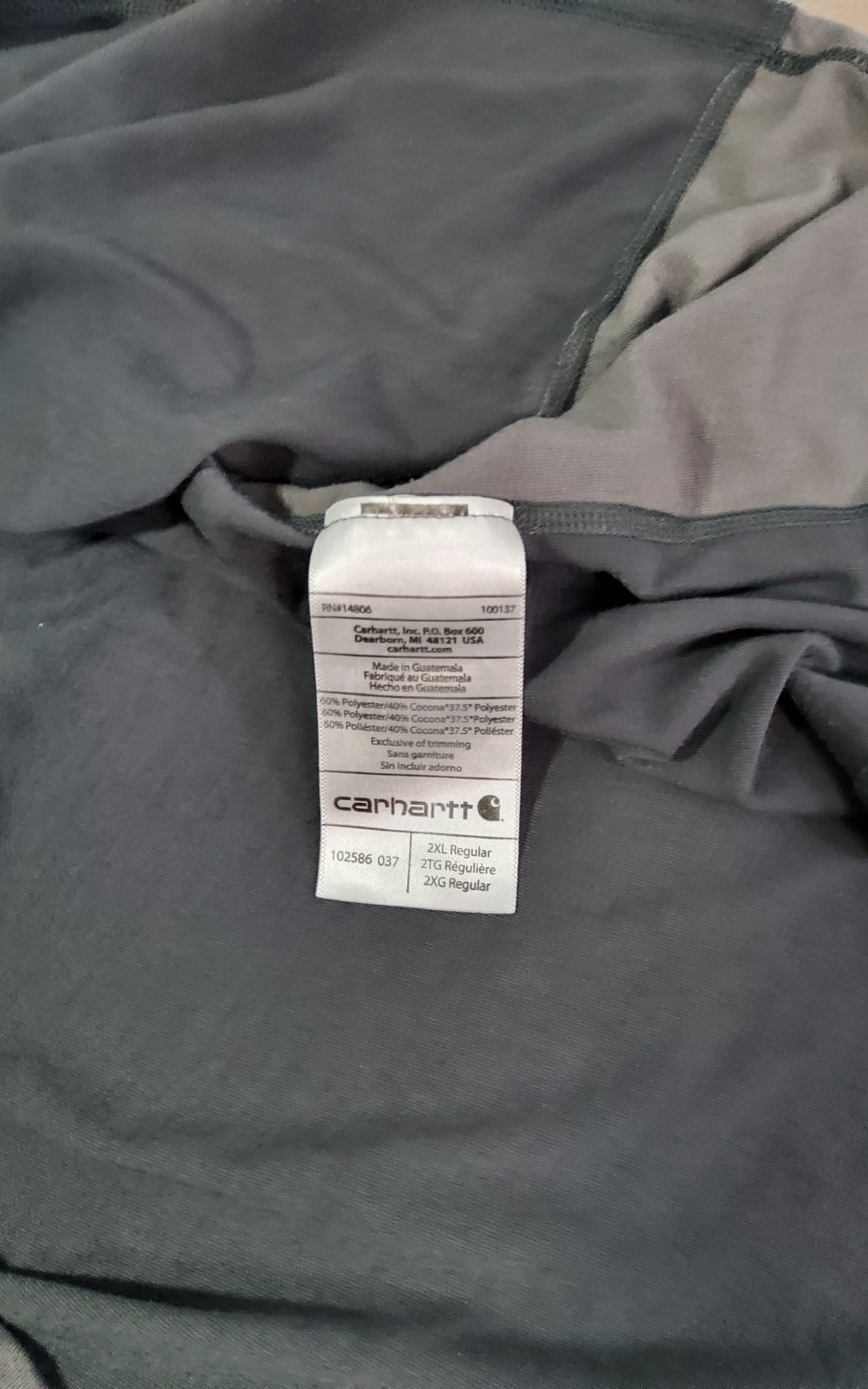 Carhartt Men's Pullover 1/4 Zip Shirt Force Extremes Size 2XL Relaxed Fit Gray thumbnail 6