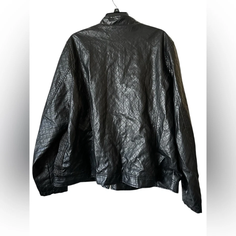Chaqueta de motociclista Brave Soul negra para hombre imitación cuero vegano forrada talla grande 3X Foto 4 de 4