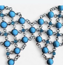 Beautiful faux turquoise silver statement necklace