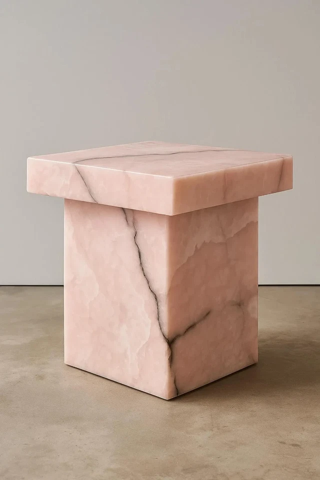 Natural Pink Onyx Coffee Table, Onyx Bed side & Corner Table, Marble Pedestal - Image 3 of 4