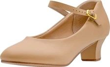 Linodes PU Leather Ankle Strap Character Shoe 1.55'' Dance Shoes for