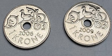 2 M&uuml;nzen Norwegen 1 Krone 2006, 2009