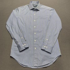 Polo Ralph Lauren Shirt Mens 16 32/33 Blue Green Stripe Regent Classic Fit Dress