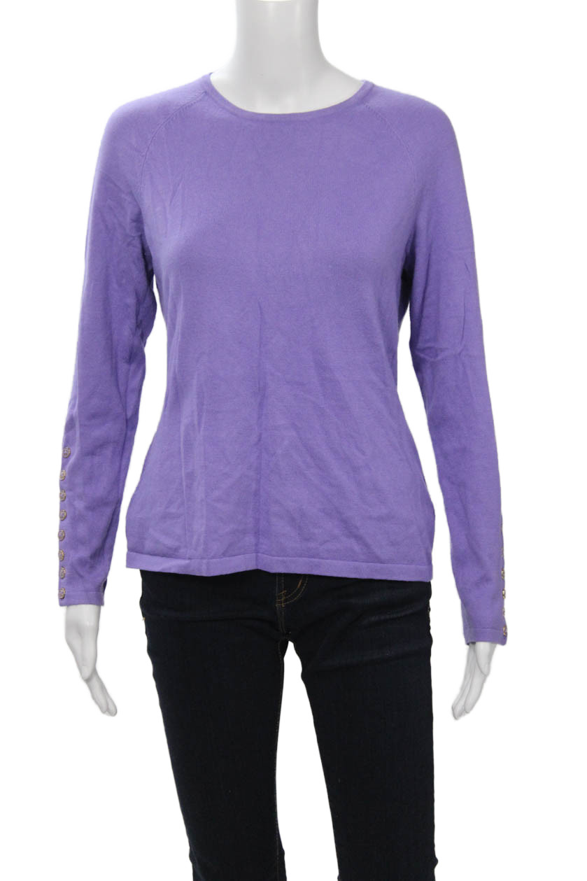 J. Mclaughlin Womens Basic Crew Neck Button Sweat… - image 1