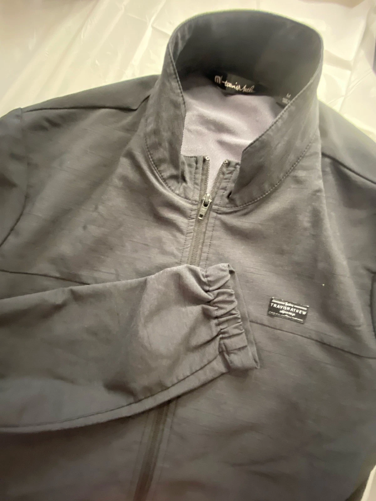 Travis Mathew Hight Neck Light Weight Full Zip Black Golf Jacket-Size Med