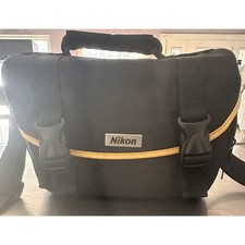 Nikon Camera Bag Black w/Yellow Trim Adjustable Shoulder Strap Photo Lens