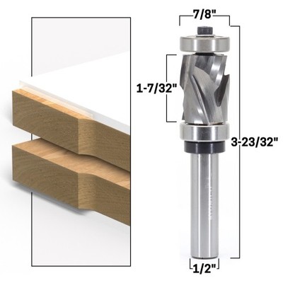 Top & Bottom Bearing Compression Flush Trim Router Bit 1/2'' Shank Yonico 33202