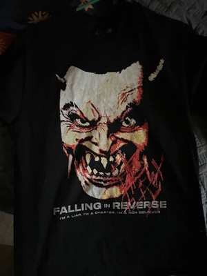 Remake Falling In Reverse band T-shirt 90s Retro style Black tee NH28437