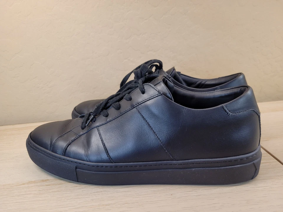 Greats Brooklyn Royale Zapatos Para Hombre 12 Negro Cuero Bajo Informal Tenis Italia Foto 2 de 4