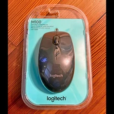Logitech M100 Full Size USB Corded Optical Mouse for Mac/PC, Right or Left Hand