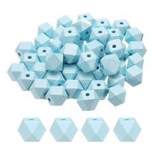 50pcs 20mm Light Blue Geometric Wood Beads 3.3mm Large Hole for Jewelry Making