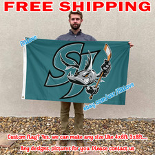 San Jose Barracuda Flag Banner 3X5 ft AHL American Hockey League Fan Home Decor