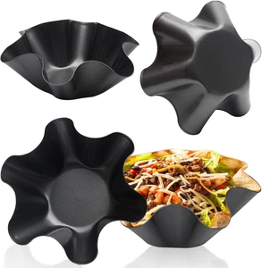Taco Salad Bowl Maker Molds, 4 Packs Non Stick Carbon Steel Baking Bowls Tortill - Picture 1 of 12