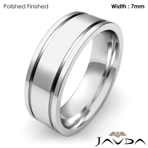 Wedding Band Flat Fit Plain Ring Women Solid 7mm Platinum 950 14.2gm Sz 7 - 7.75 - Picture 1 of 4