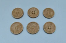 Set 6 Vintage Tan Marbled Buttons 4-Hole Flat Concave Narrow Rim 15/16" 