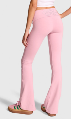 Victoria's Secret Pink Bling Rhinestones Foldover Flare Leggings