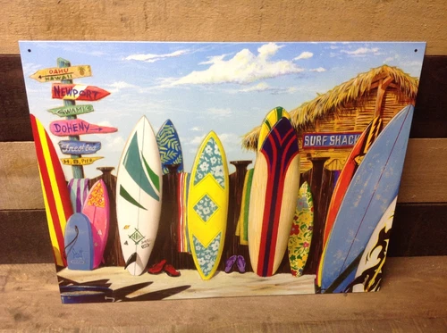 Westmoreland Surf Shack Boards Lineup Metal Sign Tin Vintage Garage Bar Beach